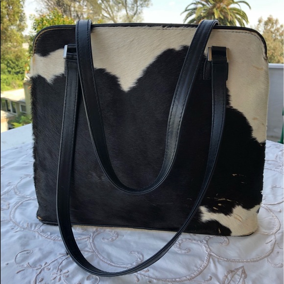 Isabella Fiore Handbags - Isabella Fiore Cowhide Tote Handbag Black White